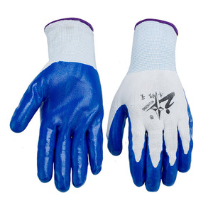 Gants de travail Altair en fil blanc enduits de nitrile bleu, texture intégrale, antidérapants, résistants à l'huile, gants de sécurité polyvalents - Product Image 4