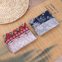 Grosir gaya Cina biru putih Linen tas katun ikat kecil Flap saku celana perhiasan hadiah organisasi penyimpanan didaur ulang