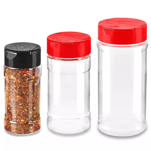 2023 New PET Empty Plastic Seasoning Bottles Spice Shaker Powder Containers Pepper Salt Jar With Flapper Cap spices jars set