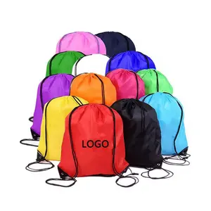 Promotional Nylon Waterproof Backpack Polyester Sports Storage Full Color Sublimation Custom Drawstring Bag With Logo