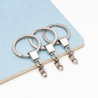 Vente en gros d'accessoires de bricolage porte-clés 25-30mm porte-clés fendu plat en métal avec chaîne porte-clés plat fendu en alliage plat pour la fabrication de bijoux