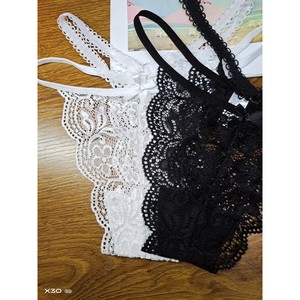 Culotte string sexy européenne et américaine, transparente, ajourée, avec bordure florale en dentelle, taille basse, respirante, semi-couvrante - Product Image 2