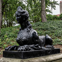 Statue de jardin de style égyptien antique extérieur personnalisé BLVE Sculpture de sphinx égyptien grandeur nature en marbre noir