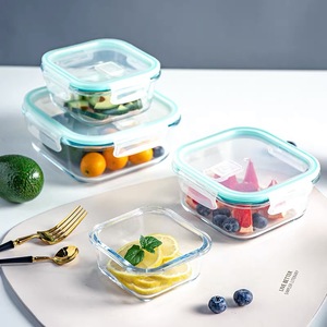 Glass Hộp Ăn Trưa lò vi sóng an toàn Bento Hộp Ăn Trưa với nắp thủy tinh thực phẩm container Set - Product Image 2
