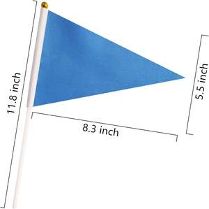 Bendera Pennant Warna Solid Kecil Mini Genggam Polos Putih Merah Biru Hitam Hijau Kuning Oranye Pink Bendera Tangan Grafiti dengan Tiang - Product Image 2