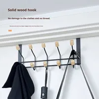 Nouveau porte-manteau mural en fer forgé de style européen, multi-crochets, sans perçage, sans trace, pour la maison et le bureau