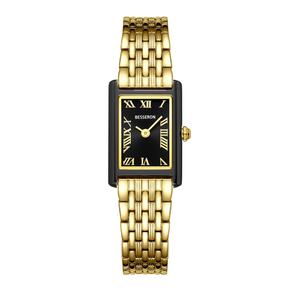 Reloj de Cuarzo para Mujer con Logotipo Personalizado, Dorado, Elegante, Correa de Cuero y Acero Inoxidable, Cristal Rectangular, Resistente al Agua, de Lujo, para Negocios y Fiestas - Product Image 5