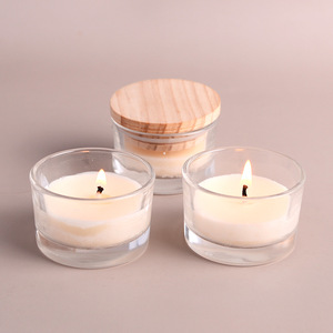Bougie en verre transparent à basse température avec couvercle en bois, petite tasse ronde pour usage intérieur, idéale pour la Saint-Valentin - Product Image 3