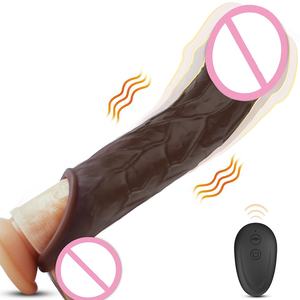 Kablosuz uzaktan kumanda silikon yetişkin ürünleri seks oyuncak Penis uzatma kollu vibratörler adam için cinsel iktidarsızlık geliştirmek - Product Image 1
