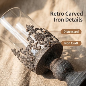 Portavelas Metálico Vintage Estilo Huracán, Bronce Gris Retro, Centro de Mesa <span class=keywords><strong>para</strong></span> Bodas y Navidad, Hecho a Mano, Ecológico, con Protector de Vidrio - Product Image 4