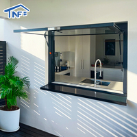 Fenêtres à battants modernes en aluminium sur mesure avec vérin à gaz pour cuisine et extérieur, double vitrage trempé