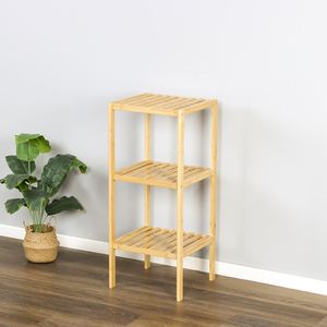 Kitchen Bathroom Living Room Wooden Tier <b>Stand</b> Ladder Shelf Organizer Bamboo <b>Corner</b> Rack Lacquer Finish for Flower Pot Storage - Product Image 3