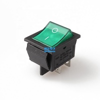 Interrupteur à bascule industriel en plastique LANZMFG KCD4-201N noir et vert, bouton marche/arrêt, étanche, 4 broches DPST, 250V AC, 16A, 33*25MM