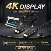Kabel HDTV ke DisplayPort 4K 60Hz HDTV Male ke DP Male Converter Cord untuk Laptop PC Monitor Proyektor Transmisi Video