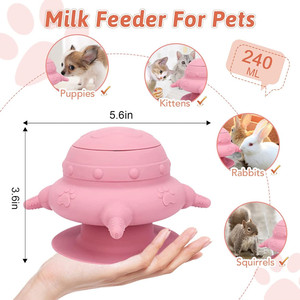 New Arrival Silicone <b>Puppy</b> Suction Nursing Feeder with 4 Nipples, 240ML Pet Feeding Station for Kittens, <b>Puppies</b> and Rabbits - Product Image 3
