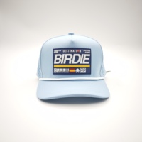 Casquette de sport personnalisée en polyester/coton à 5 panneaux, broderie main Dobby, logo patch léopard/fruits, réglable avec cordon, découpe laser