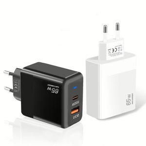 Full Protocol Support US EU UK Plug USB PD 65W GaN Wall Charger QC3.0 PD45W Fast Charging Power Adapter With LED <b>Light</b> - Product Image 2
