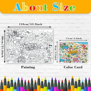 โปสเตอร์ระบายสีฤดูร้อนพร้อมภาพวาด โปสเตอร์ระบายสีขนาดใหญ่ ผ้าปูโต๊ะระบายสีสำหรับห้องเรียน บ้าน อุปกรณ์จัดงานวันเกิด - Product Image 6