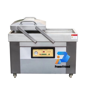 Machine à emballer <span class=keywords><strong>sous</strong></span> vide semi-automatique Powerfriend industrielle, grande, horizontale, à double <span class=keywords><strong>cloche</strong></span>, pour champignons, nouilles, cailles - Product Image 1