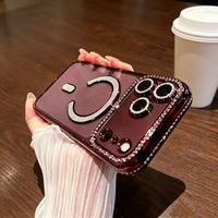 Coque de téléphone portable de luxe transparente en TPU électroplaqué avec anneau magnétique, antichoc, souple, couleur bordeaux, pour iPhone 18 17 Pro Max