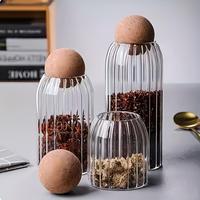 Ensemble de pots à thé, café et sucre minimalistes Livabl - Ensemble de 3 pots en verre de 500 ml avec bouchons uniques en liège