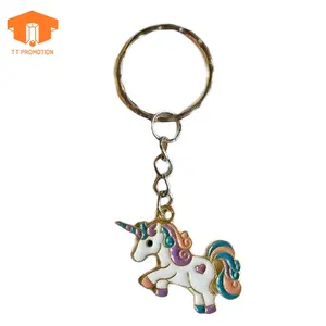 Custom Individual Musical Instruments Key Chain Charm Shiny Gold Kawaii Rainbow Unicorn Metal Keychain