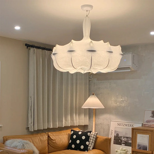 Lustre en soie de designer italien Flos, couleur crème, pour salon, style français, luminaire artistique pour maison d'hôtes, E27, six têtes LED - Product Image 1