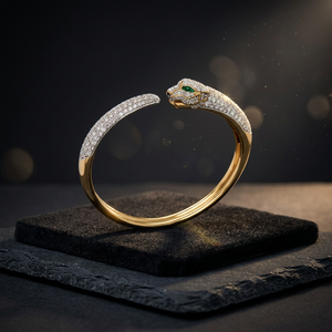 Bracelet animalier classique en or jaune 14 carats serti de diamants naturels, bijoux de luxe hip-hop certifiés IGI pour femme, cadeau de fête - Product Image 1