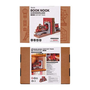 Robotime <span class=keywords><strong>Rolife</strong></span> TGE01 Century Train Kit d'insertion de serre-livres d'étagère de bricolage Serre-livres 3D Puzzles en bois Miniature House Book Nooks - Product Image 5