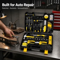 Kit d'outils manuels ménagers DIY, ensemble de mécanicien en acier CR-V, marteau, clé, pinces, douilles, tournevis, avec mallette de rangement, vente en gros OEM