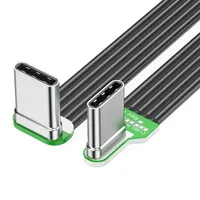 Câble USB C vers C flexible plat en TPE PVC, angle gauche/droite, charge rapide 60W, transfert de données 480 Mbps pour téléphones, tablettes, ordinateurs