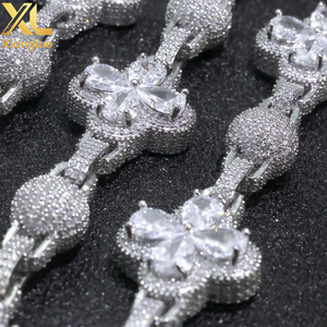 Unisex Hip Hop Jewelry <b>Copper</b> Zircon Iced Out Brilliant Cut Four Leaf Clover Spherical Cuban Link Necklace 18/24 Inches Gift - Product Image 6