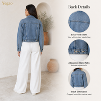 Veste en jean courte Yegao pour femme, style camionneur, poches poitrine, taille ajustable, vêtements pour femme, fabrication sur mesure OEM ODM