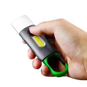 Portable CB-835 Mini Plastic LED COB EDC Flashlight Rechargeable Carabiner Torch Camping Waterproof Flashlight