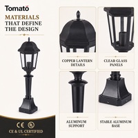 Lampe de jardin LED vintage en cuivre et aluminium, abat-jour en verre, E27, max 60W, design minimaliste moderne, utilisation extérieure, garantie 10 ans