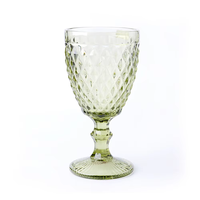 Verres à vin rétro en verre de 17 cm, motif diamant, 320 ml, couleurs unies, logo personnalisé, pour mariage, décoratifs, fabriqués à la machine, vente en gros