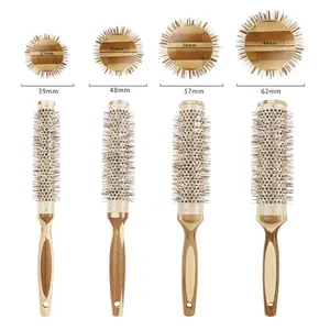 Selling Professional Hair Round Ceramic Salon Wooden Handle Curling Round Comb Rolling Brush