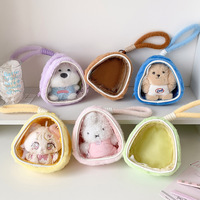 Sac de transport triangulaire en peluche mignon avec fenêtre transparente pour exposition extérieure, pour petites poupées Kawaii de 10 cm et jouets en peluche porte-clés