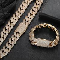 Collier chaîne cubaine Miami à 4 rangs de diamants en moissanite, en cuivre, laiton, or et argent, personnalisé 20MM pour hommes