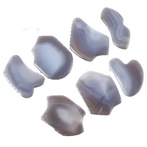 Natural Gray Agate Guasha Scraping Massage Facial Beauty Lifting Grey Agate Gua Sha