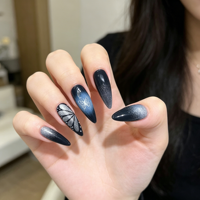 YZ 65 Faux ongles à presser faits main, style chic millennial, effet œil de chat, ongles éclaircissants