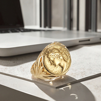 Bague de doigt en acier inoxydable Hip Hop rétro avec pièce de monnaie, or et argent, style Empire romain, César, empereur, bijoux de mode, ajustement confortable, pour couples