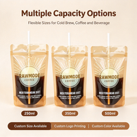 Sachets de café mats en PE biodégradable, anti-fuite, avec fermeture éclair et option paille, imprimés flexo, qualité alimentaire, pour café et extérieur - Vente en gros