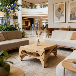 Table basse sculpturale en bois massif courbé, design moderne et personnalisable, pour salon, usage domestique, hôtel ou appartement - Product Image 3
