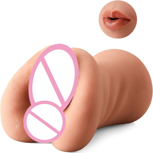 Cangkir Masturbasi Pria Cetakan Anal Dua Kepala Tiga Lubang Saluran Simulasi Seks Oral Mainan Seks Dewasa YQ N03 850g - Product Image 1
