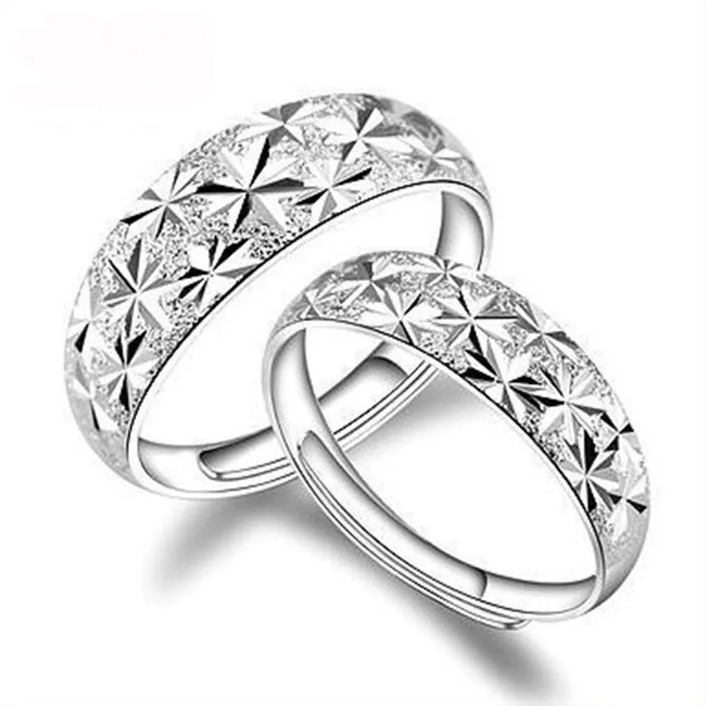 Grosir cincin pernikahan dapat disesuaikan lapisan perak berkilau