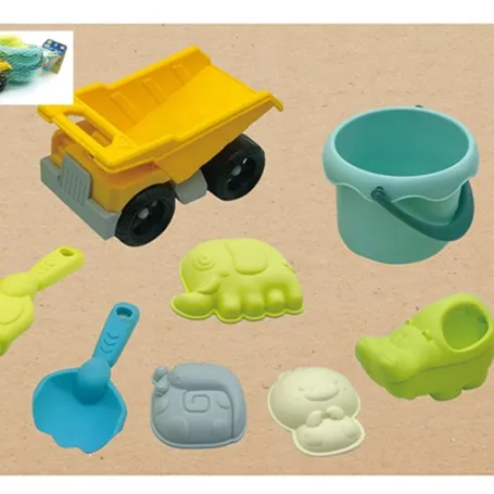 Supermarket Hot Sale Kids Soft Plastic Beach Sand Toy Set Outdoor Summer Play Bucket Toy