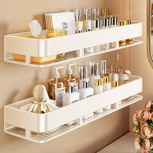 Étagère murale rectangulaire à double niveau pour salle de bain, support de rangement pour lavabo, design durable - Product Image 1