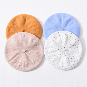 Artiste <span class=keywords><strong>français</strong></span> chaud laine bérets chapeau Double couche épais vêtements de rue mode Vintage uni couleur unie hiver femmes élégant béret - Product Image 1