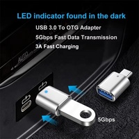 Buy Online Mobile Phone USB OTG Adapter with Light USB C 3.0 Conversion Connector for Keyboard Mouse U Disk